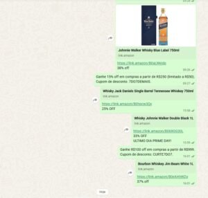 Grupo de ofertas de whisky